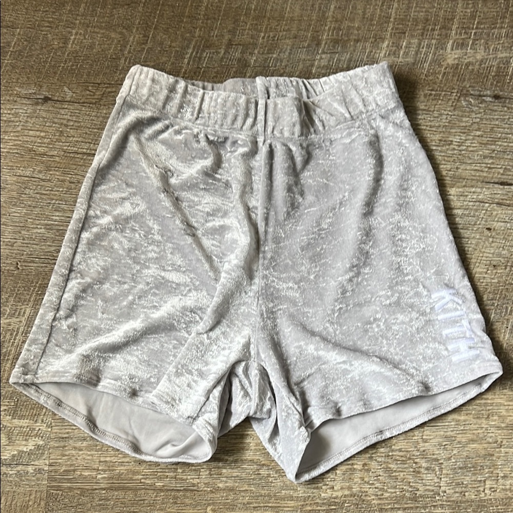 Kith Frankies Bikinis Gray Crushed Velvet Logo Shorts Size XS